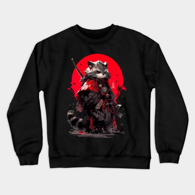 Samurai raccoon Crewneck Sweatshirt by NemfisArt